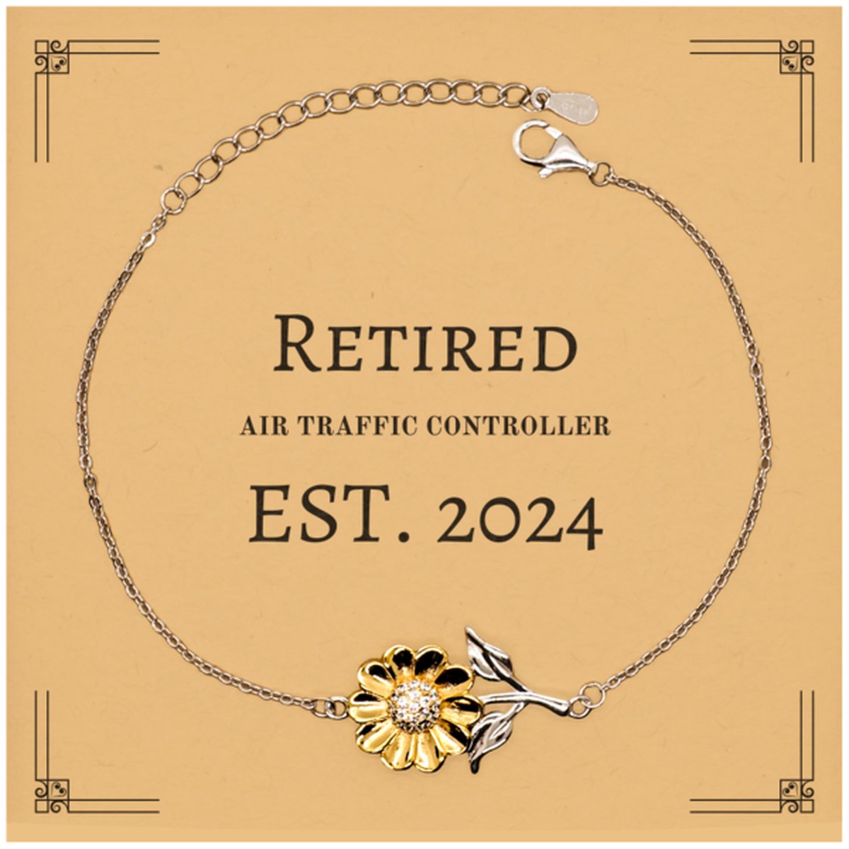 air traffic controller sunflower bracelet retired 2024 graduation gift for veterans day inspirational engraved jewelry for confidence and hope
