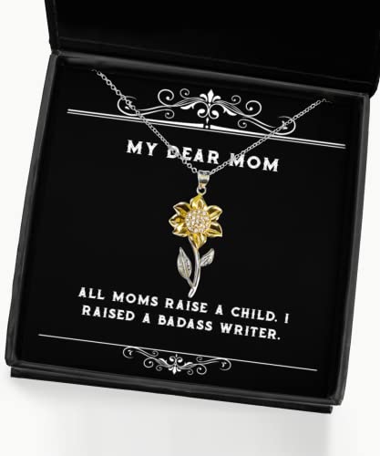 all moms raise a child i raised a badass writer mom sunflower pendant necklace unique mom gifts for mother