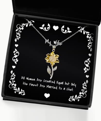 all women are created equal but only the finest are married to a chef sunflower pendant necklace wife jewelry love for wife