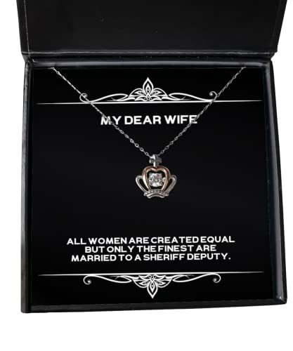 all women are created equal but only the finest are married to a sheriff wife crown pendant necklace inspire wife jewelry for wife