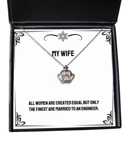 all women are created equal but only the finest are married to an engineer crown pendant necklace wife jewelry funny for wife