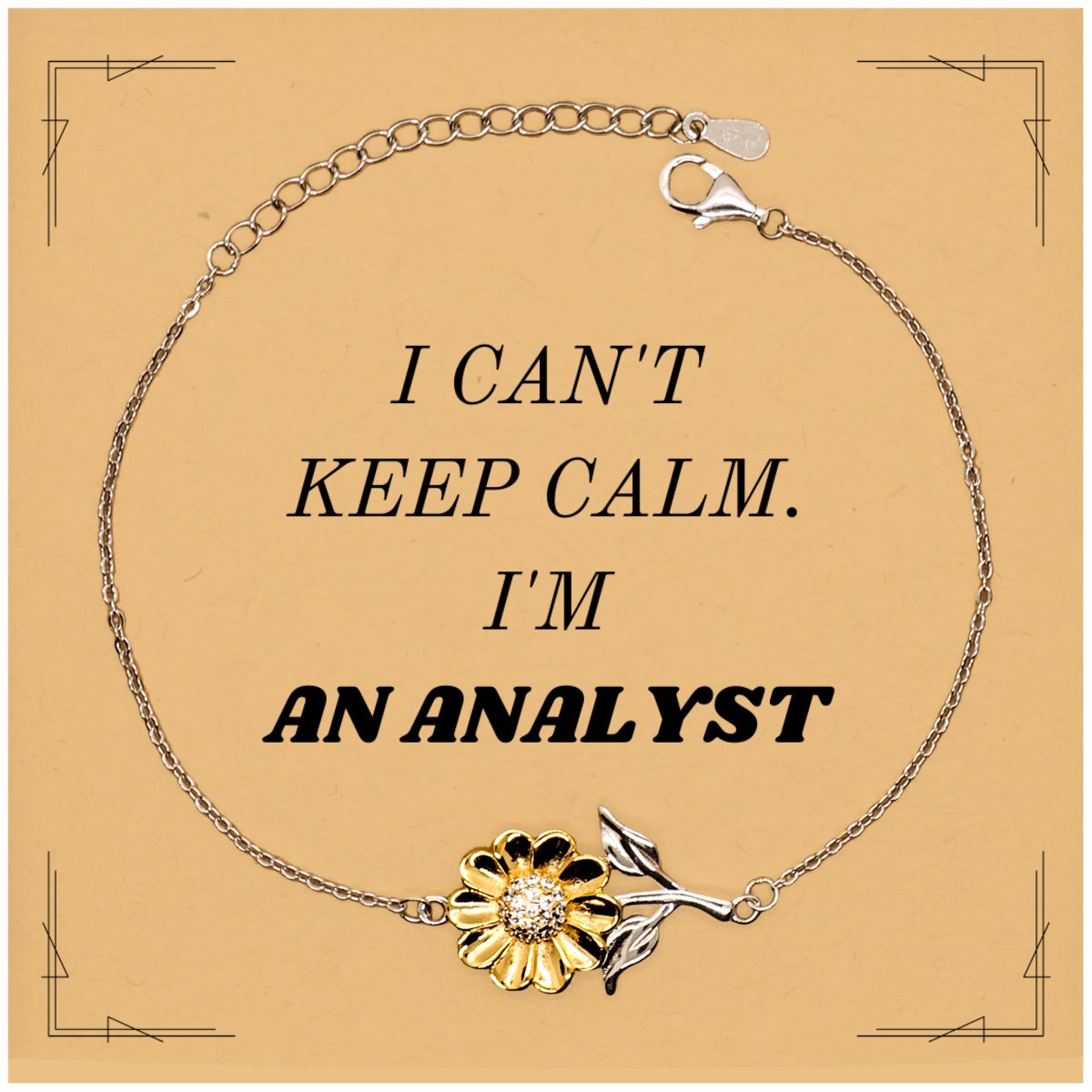 analyst sunflower bracelet unique engraved gift for graduation and holidays with i cant keep calm quote for analysts and confidence