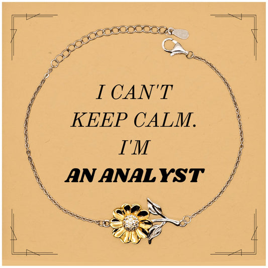 analyst sunflower bracelet unique engraved gift for graduation and holidays with i cant keep calm quote for analysts and confidence
