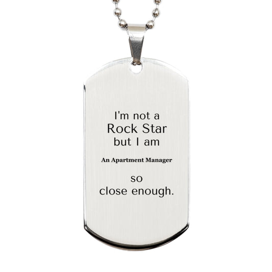 apartment manager engraved silver dog tag im not a rockstar but i am apartment manager so close enough perfect gift for birthday christmas graduation veterans day
