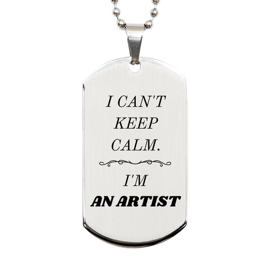 artist engraved silver dog tag i cant keep calm perfect gift for art lovers inspirational confidence veterans day birthday holidays