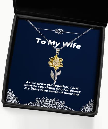 as we grow old together i just want to say thank you sunflower pendant necklace wife present from husband unique idea jewelry for wife