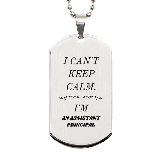 assistant principal engraved silver dog tag i cant keep calm graduation gift idea for hardworking educators
