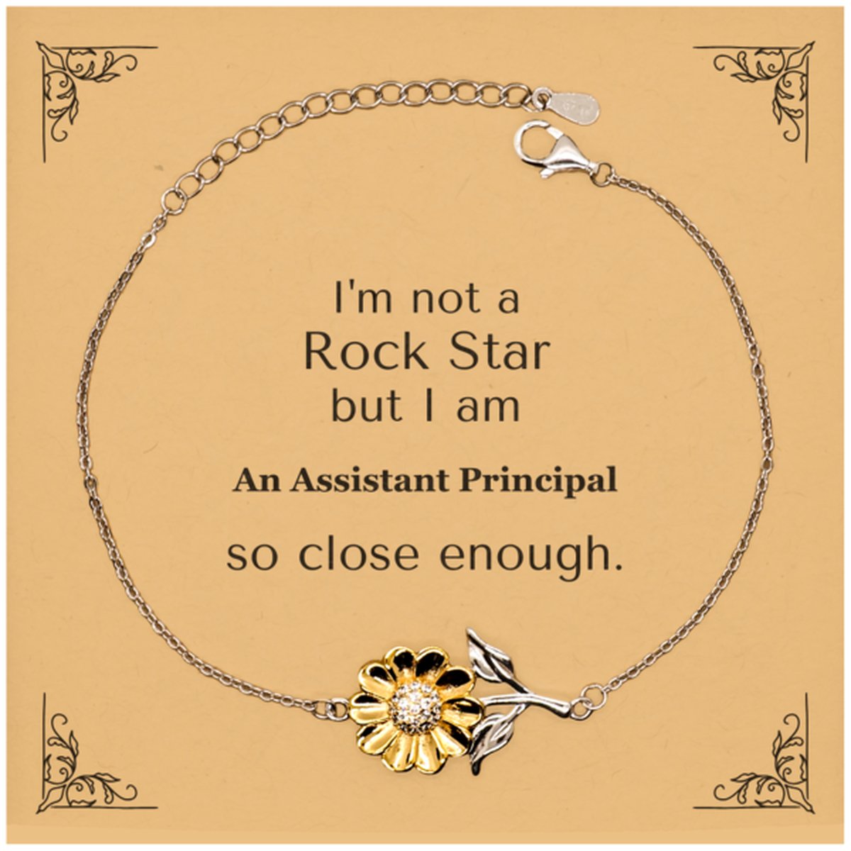 assistant principal sunflower bracelet im not a rockstar but i am so close enough unique gift for graduation birthday and holidays