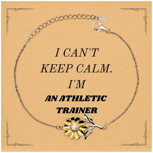 athletic trainer engraved sunflower bracelet i cant keep calm gift for birthday graduation christmas confidence jewelry for athletes