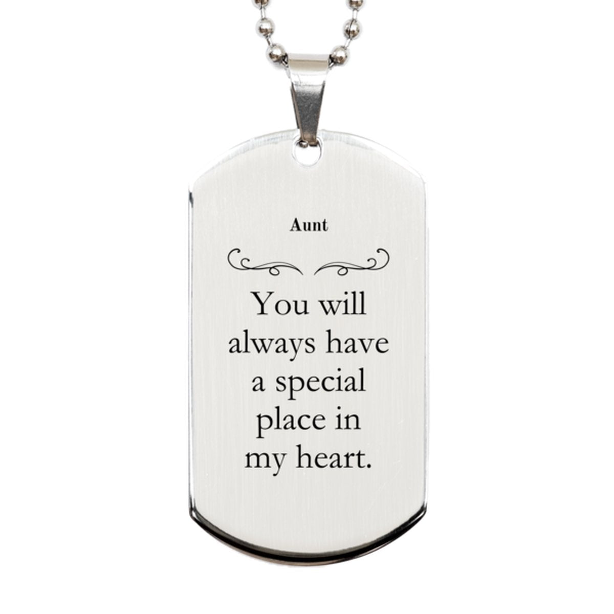 aunt engraved silver dog tag you will always have a special place in my heart gift for birthday christmas veterans day unique and perfect present for auntie