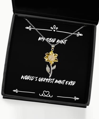 aunt gifts for worlds okayest aunt ever joke aunt sunflower pendant necklace from niece