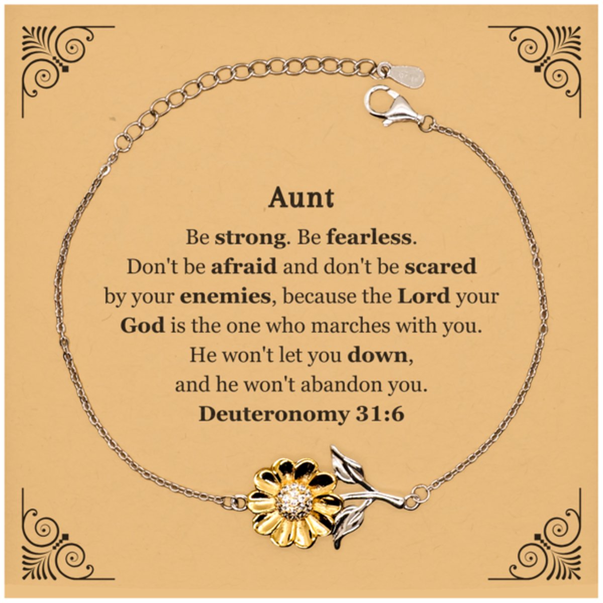 aunt sunflower bracelet be fearless and strong inspirational gift for birthday christmas graduation veterans day