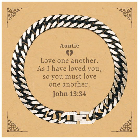 auntie cuban link chain bracelet love one another engraved inspirational gift for her birthday and christmas