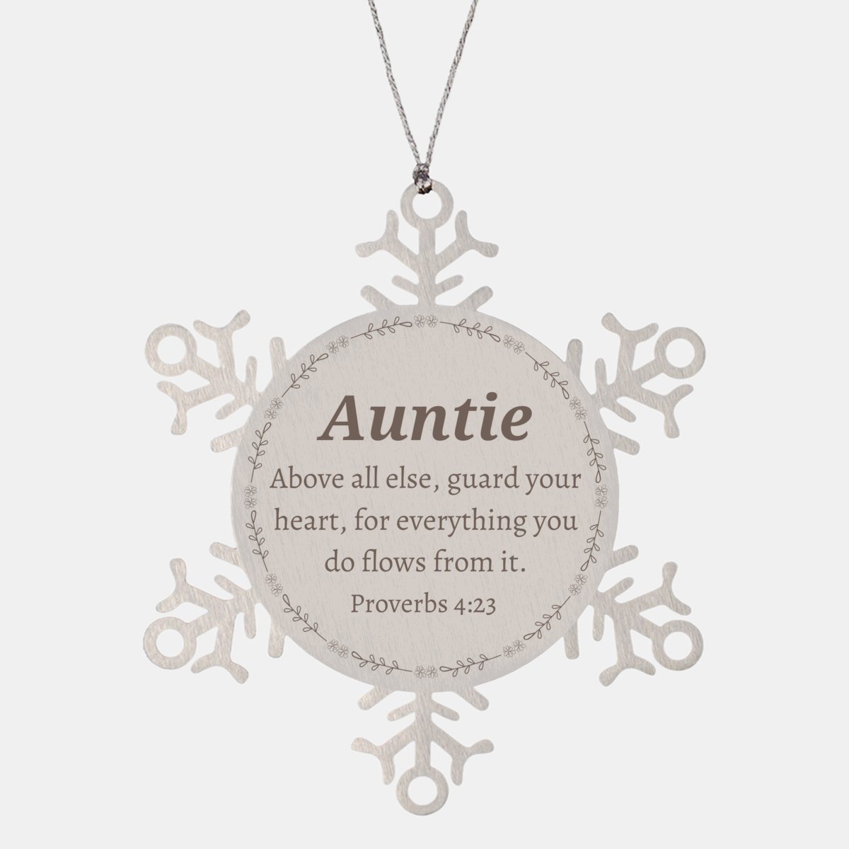 auntie snowflake ornament engraved proverbs 4 23 christmas gift for auntie to guard heart and inspire hope