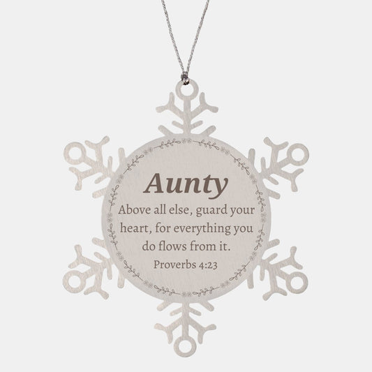 aunty snowflake ornament engraved with inspirational proverbs 4 23 gift for christmas and holidays to guard your heart and bring hope and confidence