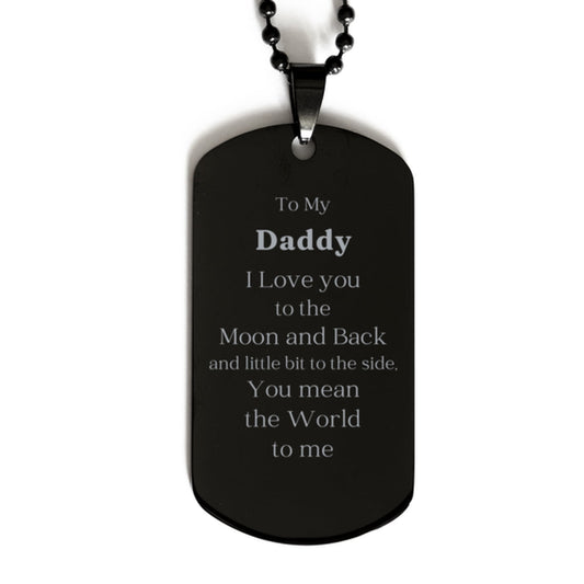 daddy black dog tag engraved love you to the moon and back perfect fathers day gift for him