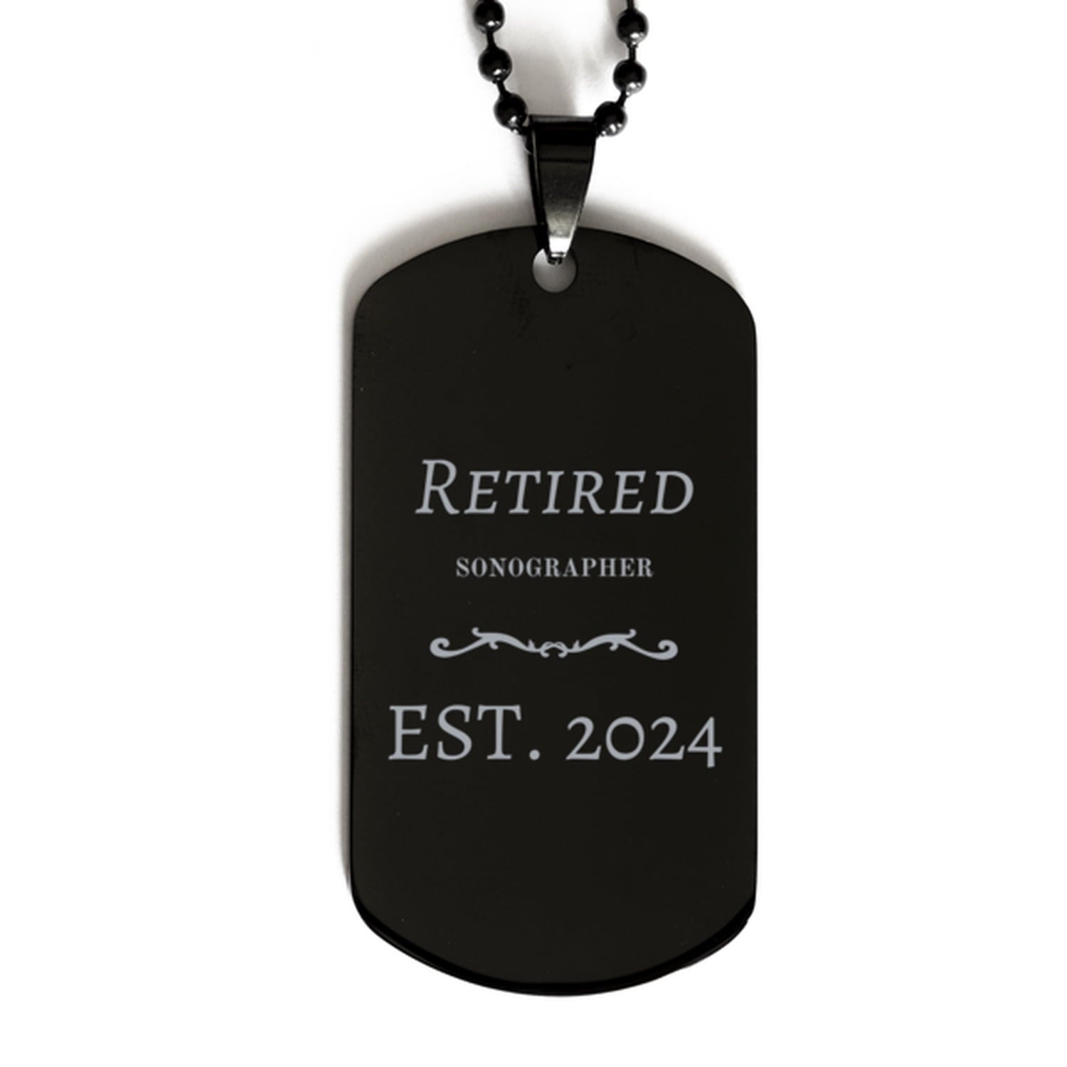 retired sonographer 2024 engraved black dog tag gift for special occasions