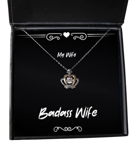badass wife crown pendant necklace wife present from husband epic jewelry for wife