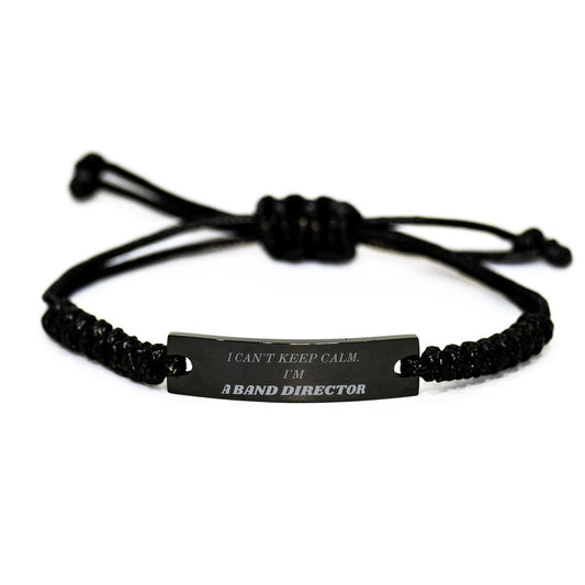 band director engraved black rope bracelet i cant keep calm music teaching confidence gift for birthday christmas graduation
