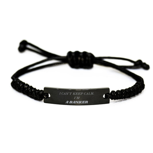 banker black rope bracelet i cant keep calm engraved gift for the business professional confidence and style for work and holidays