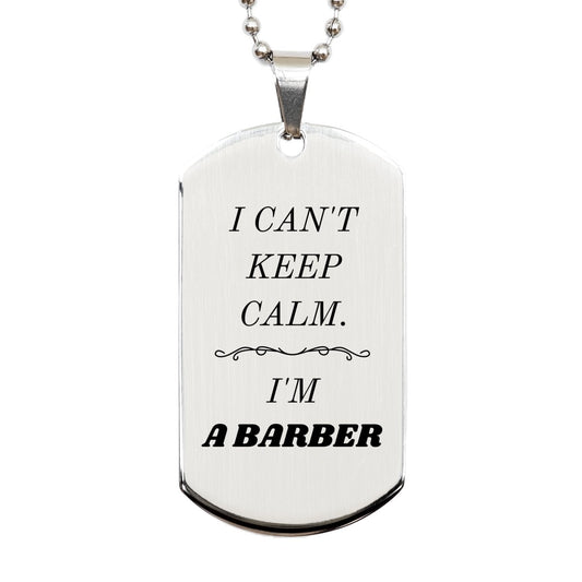 barber engraved silver dog tag unique gift for him i cant keep calm im barber confidence boosting accessory for birthday christmas graduation and more