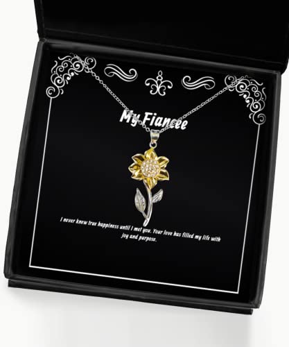 beautiful fiancee sunflower pendant necklace i never knew true happiness until i met you your joke gifts engagement present engagement gift betrothal gift promise ring