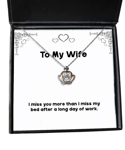 beautiful wife crown pendant necklace i miss you more than i miss my bed after present for wife beautiful gifts from husband funny wife gift ideas funny birthday gifts for wife funny anniversary