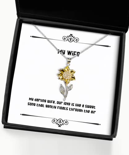 beautiful wife my darling wife our love is like a sweet song that gently floats fun christmas sunflower pendant necklace from wife
