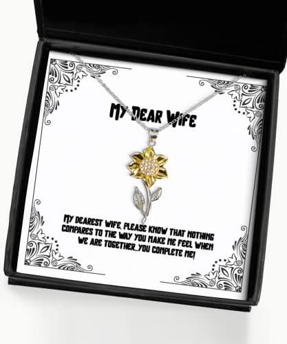 beautiful wife my dearest wife please know that nothing compares to the way you make holiday sunflower pendant necklace for wife