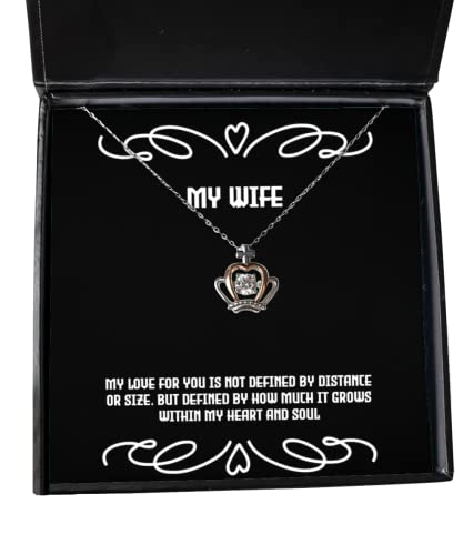beautiful wife my love for you is not defined by distance or size but defined by how much holiday crown pendant necklace for wife