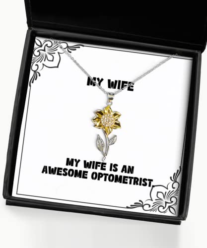 beautiful wife my wife is an awesome optometrist funny sunflower pendant necklace for from husband