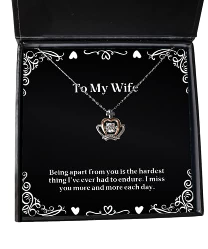 being apart from you is the hardest thing ive ever had to wife crown pendant necklace joke wife gifts jewelry for wife