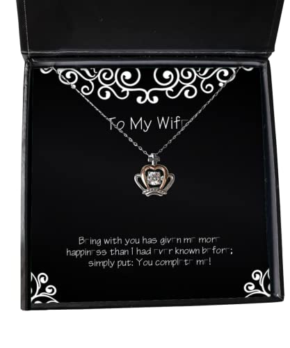 being with you has given me more happiness than i had wife crown pendant necklace unique idea wife gifts jewelry for wife