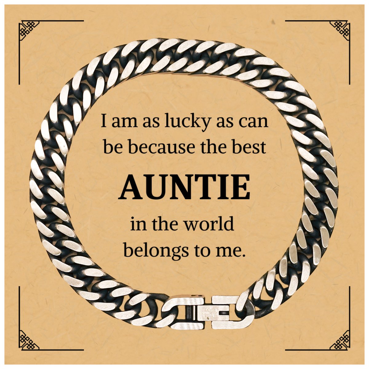 best auntie in the world cuban link chain bracelet engraved for christmas birthday graduation gift