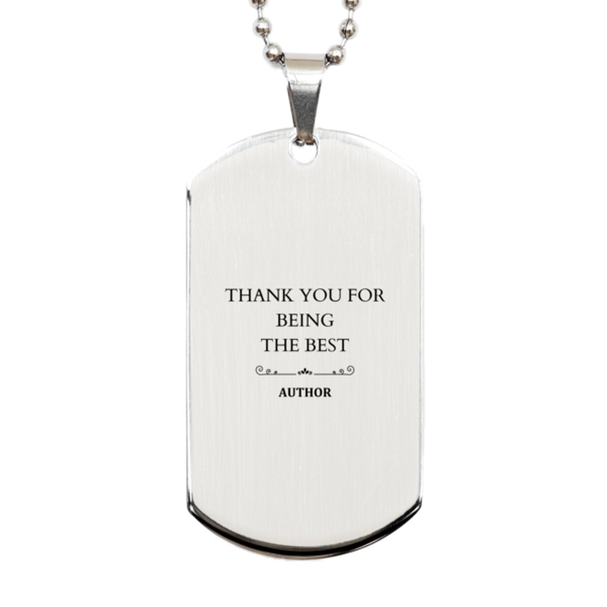 best author engraved silver dog tag for graduation and veterans day gifts