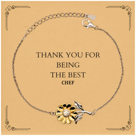 best chef engraved sunflower bracelet with inspirational message for kitchen enthusiasts on holidays and special occasions