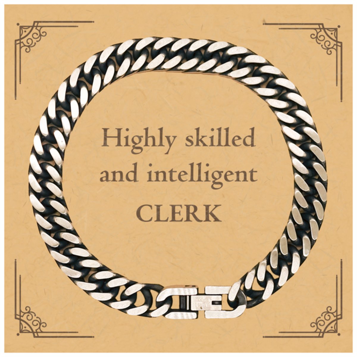 best clerk gifts highly skilled and intelligent appreciation birthday cuban link chain bracelet for clerk men women friends coworkers