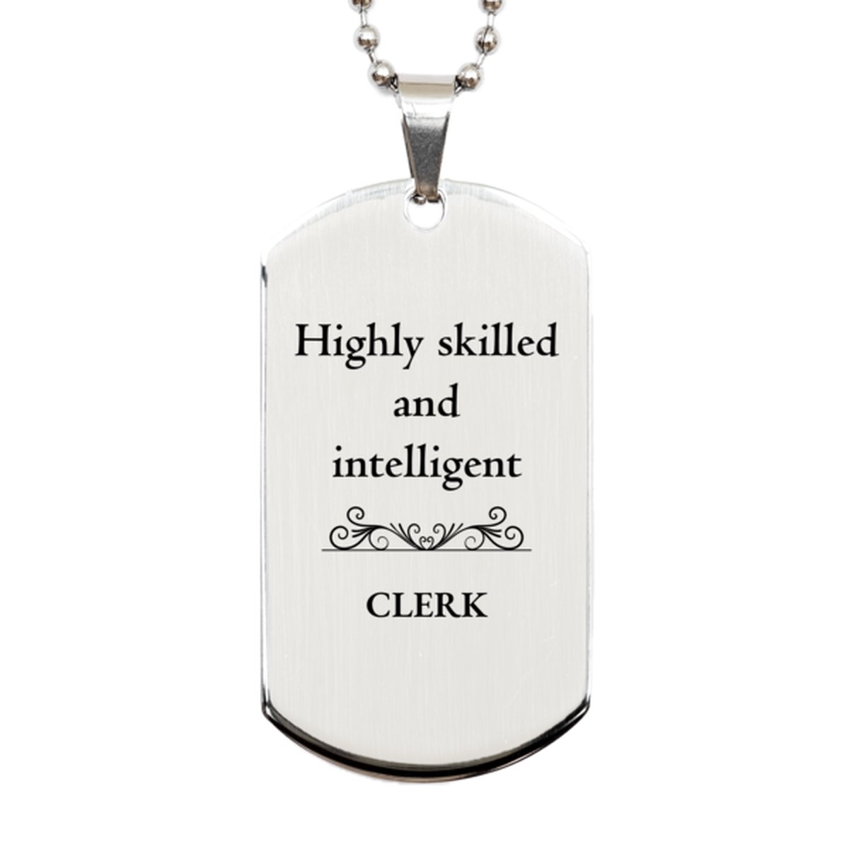 best clerk gifts highly skilled and intelligent appreciation birthday silver dog tag for clerk men women friends coworkers