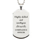 best compliance officer gifts highly skilled and intelligent appreciation birthday silver dog tag for compliance officer men women friends coworkers