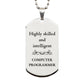 best computer programmer gifts highly skilled and intelligent appreciation birthday silver dog tag for computer programmer men women friends coworkers