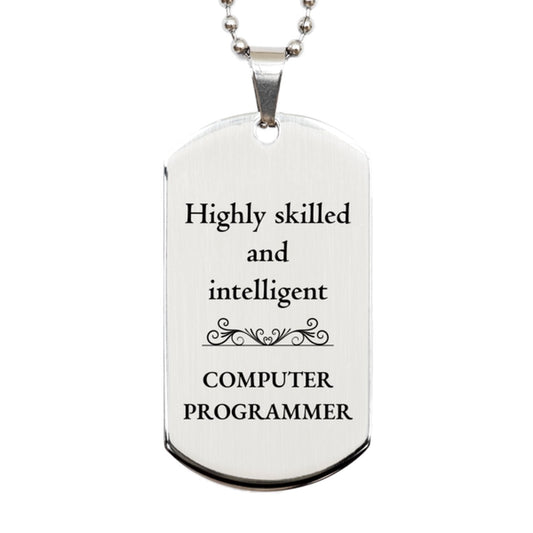 best computer programmer gifts highly skilled and intelligent appreciation birthday silver dog tag for computer programmer men women friends coworkers