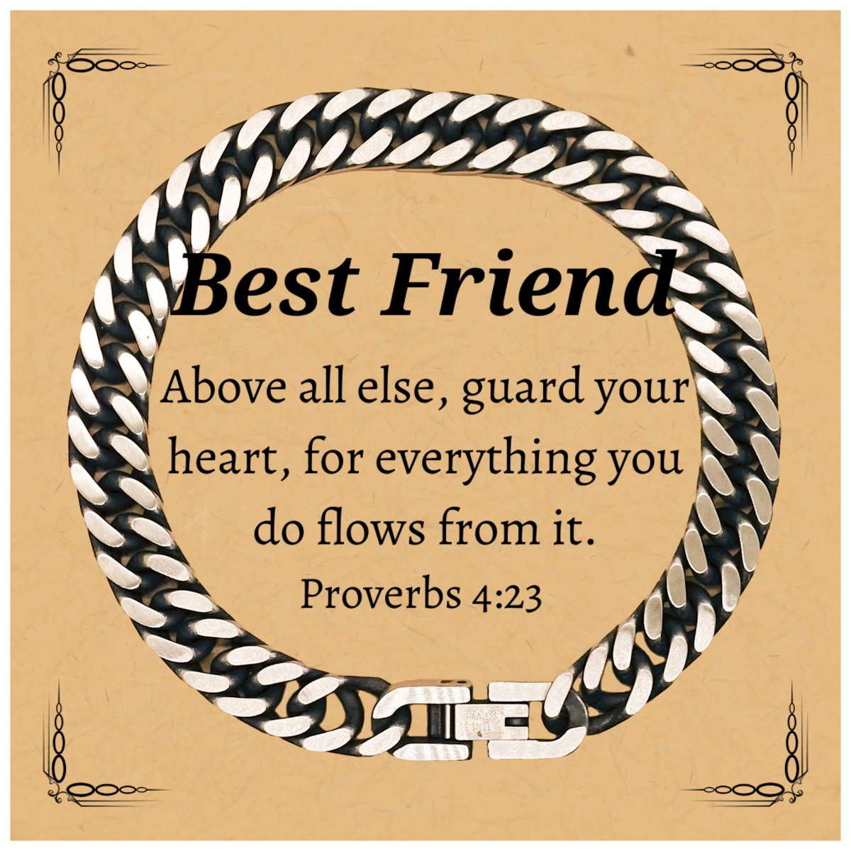 best friend cuban link chain bracelet guard your heart with inspirational proverbs 4 23 gift for birthday christmas graduation veterans day