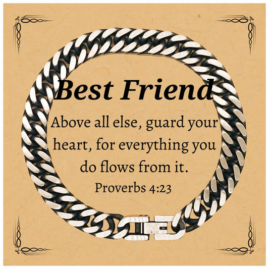 best friend cuban link chain bracelet guard your heart with inspirational proverbs 4 23 gift for birthday christmas graduation veterans day