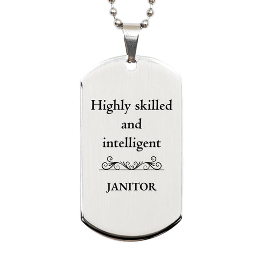best janitor gifts highly skilled and intelligent appreciation birthday silver dog tag for janitor men women friends coworkers
