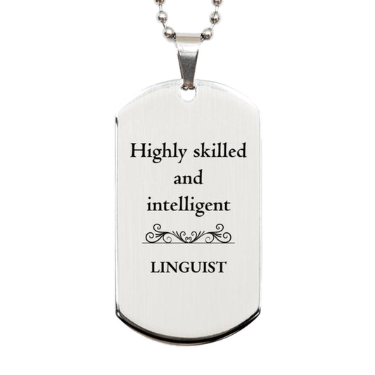 best linguist gifts highly skilled and intelligent appreciation birthday silver dog tag for linguist men women friends coworkers