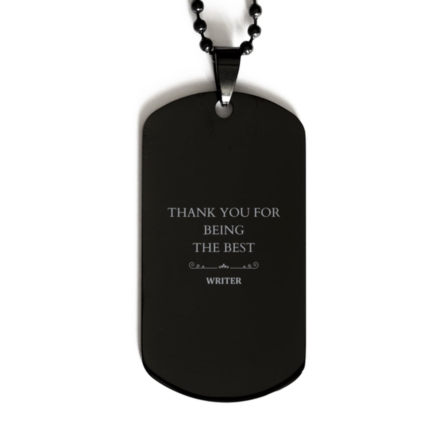 engraved black dog tag thank you for being the best writer unique gift for writers confidence booster graduation christmas