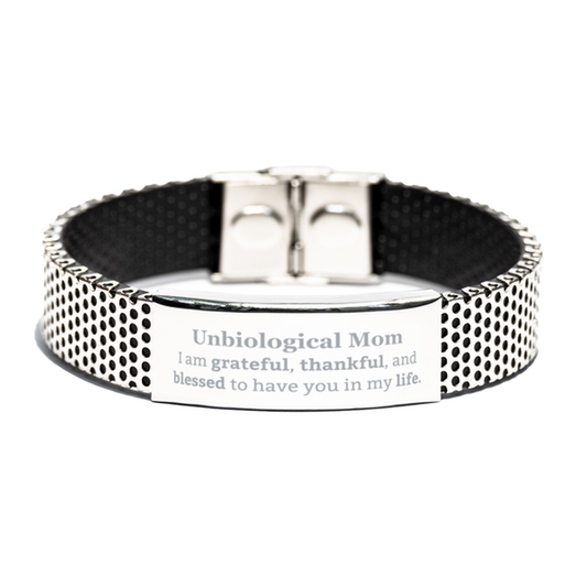 unbiological mom appreciation gifts i am grateful thankful and blessed thank you stainless steel bracelet for unbiological mom birthday inspiration gifts for unbiological mom