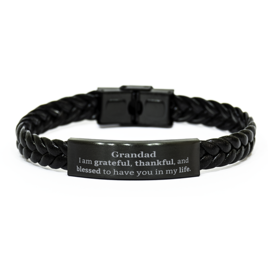 grandad appreciation gifts i am grateful thankful and blessed thank you braided leather bracelet for grandad birthday inspiration gifts for grandad