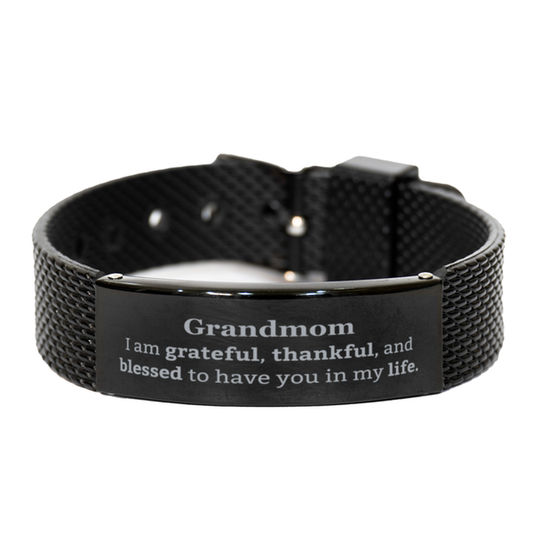 grandmom appreciation gifts i am grateful thankful and blessed thank you black shark mesh bracelet for grandmom birthday inspiration gifts for grandmom
