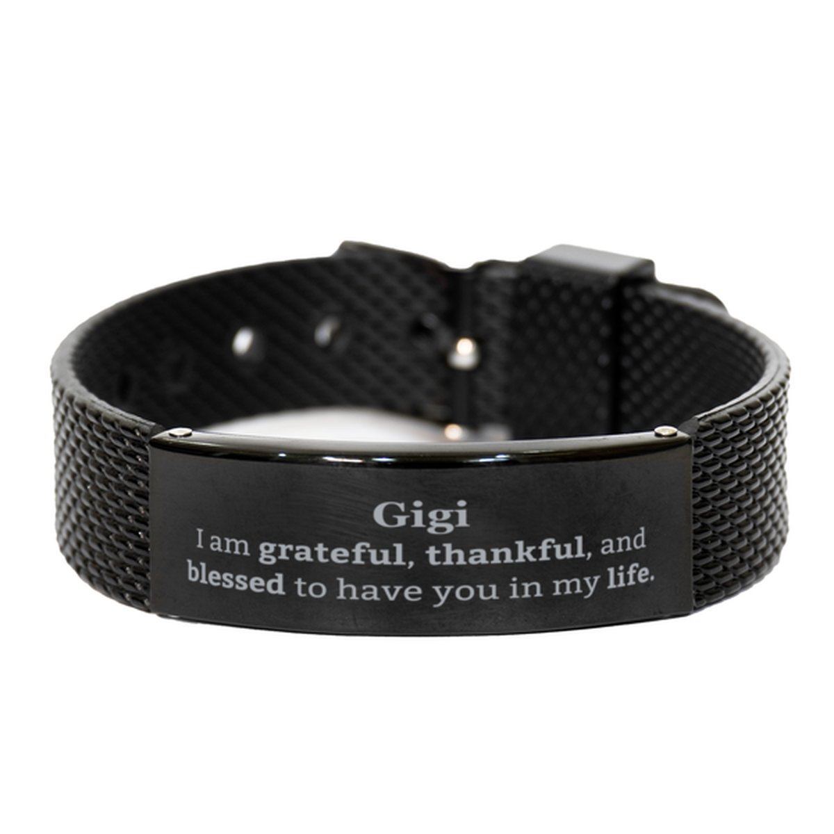 gigi appreciation gifts i am grateful thankful and blessed thank you black shark mesh bracelet for gigi birthday inspiration gifts for gigi